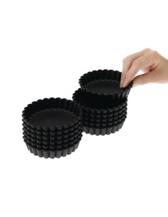 Moules à tartelette ronds cannelés Exoglass 100mm - Lot de 12 2