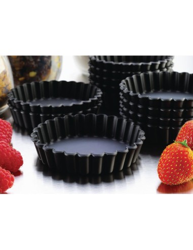 Moules à tartelette ronds cannelés Exoglass 100mm - Lot de 12