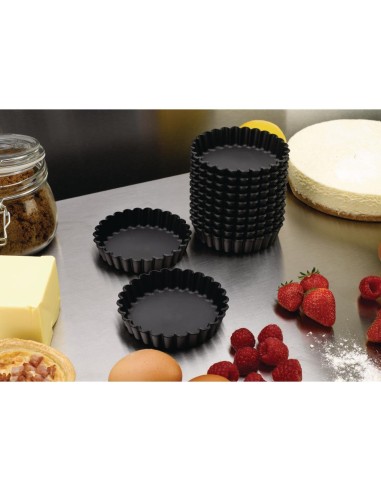Moules à tartelette ronds cannelés Exoglass 100mm - Lot de 12