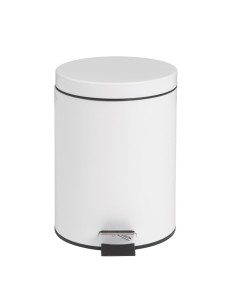 Poubelle à pédale Bolero blanche 5L - Inox discret