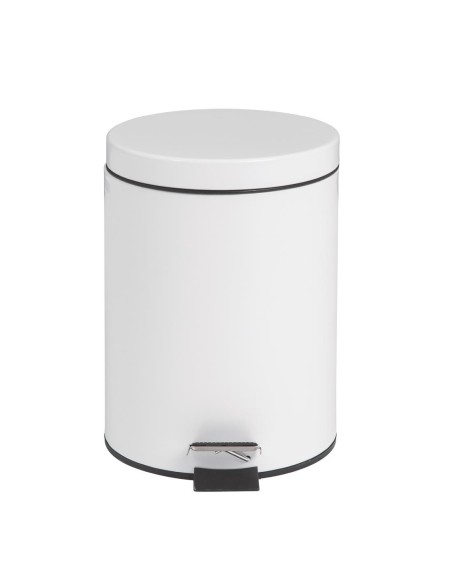 Poubelle à pédale Bolero blanche 5L - Inox discret