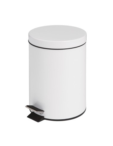 Poubelle à pédale Bolero blanche 5L - Inox discret