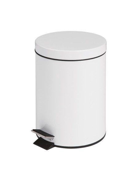 Poubelle à pédale Bolero blanche 5L - Inox discret