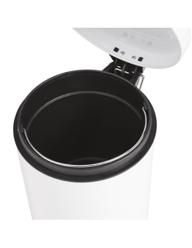 Poubelle à pédale Bolero blanche 5L - Inox discret