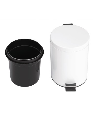 Poubelle à pédale Bolero blanche 5L - Inox discret