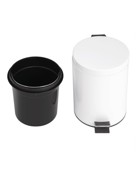 Poubelle à pédale Bolero blanche 5L - Inox discret
