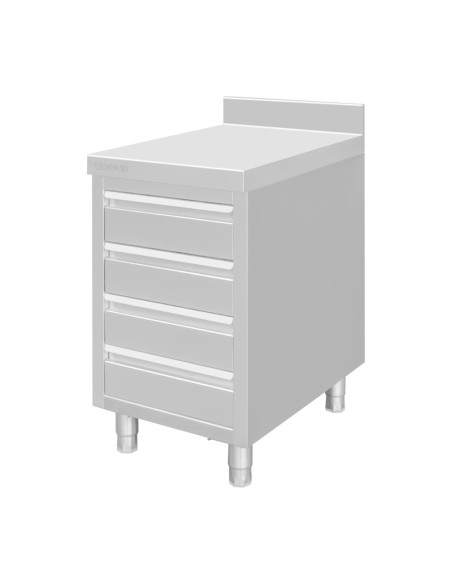 Plan de travail 4 tiroirs inox Vogue 900x500x700 mm