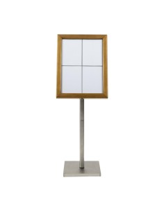 Porte-menu LED teck Securit 4xA4 avec poteau - Marron 2