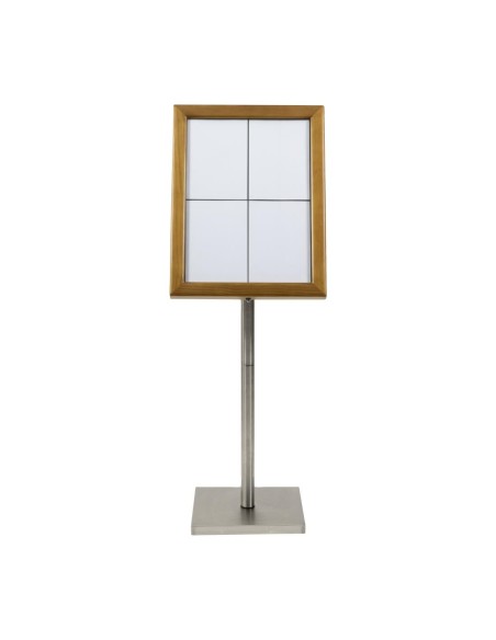 Porte-menu LED teck Securit 4xA4 avec poteau - Marron