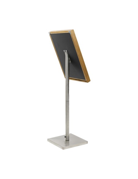 Porte-menu LED teck Securit 4xA4 avec poteau - Marron