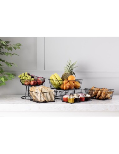 Panier métallique Olympia noir 280x280x100 mm - élégant et durable