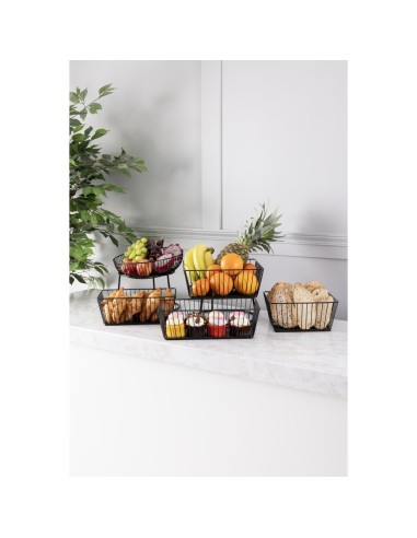 Panier métallique Olympia noir 280x280x100 mm - élégant et durable