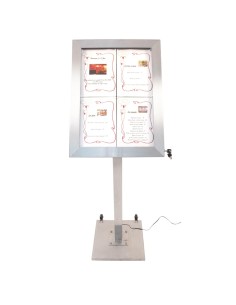 Porte-menu LED 4xA4 inox Securit - Présentoir professionnel