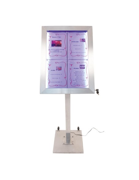 Porte-menu LED 4xA4 inox Securit - Présentoir professionnel
