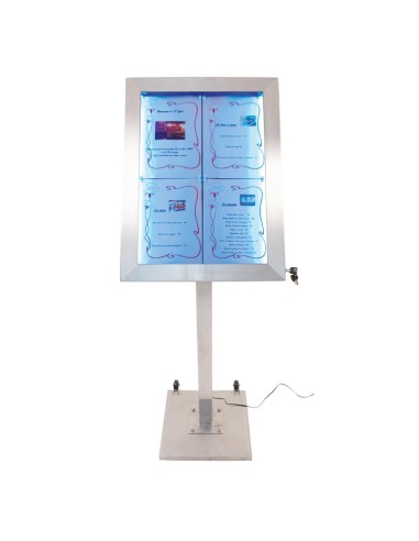 Porte-menu LED 4xA4 inox Securit - Présentoir professionnel