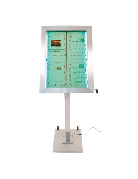 Porte-menu LED 4xA4 inox Securit - Présentoir professionnel