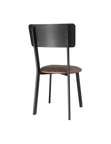 Chaises métal Bolero assise PU moka vintage - lot de 4