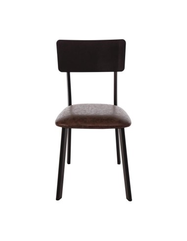 Chaises métal Bolero assise PU moka vintage - lot de 4