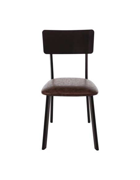 Chaises métal Bolero assise PU moka vintage - lot de 4