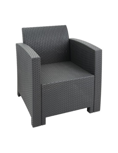 Ensemble fauteuils et table rotin PP Bolero gris - Mobilier extérieur