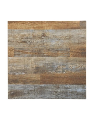 Plateau carré Bolero effet bois vieilli 70 cm - CHR