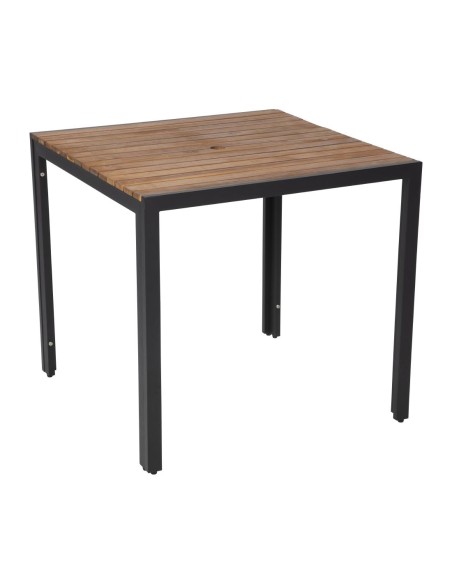 Table carrée Bolero 80 cm acier & acacia - Style industriel