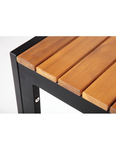 Table carrée Bolero 80 cm acier & acacia - Style industriel