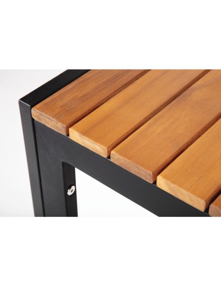 Table carrée Bolero 80 cm acier & acacia - Style industriel