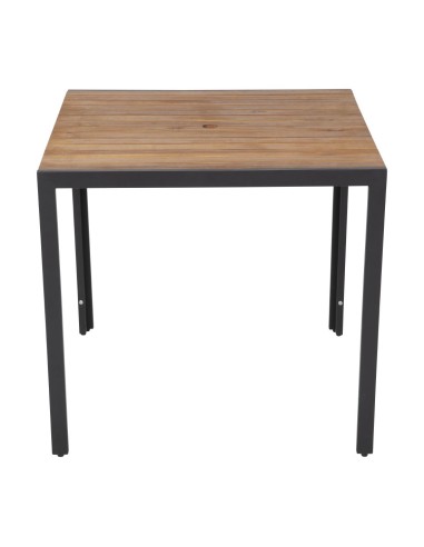 Table carrée Bolero 80 cm acier & acacia - Style industriel