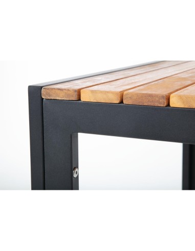 Table carrée Bolero 80 cm acier & acacia - Style industriel