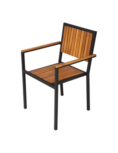 Fauteuils en acier et acacia Bolero - lot de 4