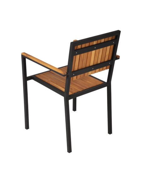 Fauteuils en acier et acacia Bolero - lot de 4