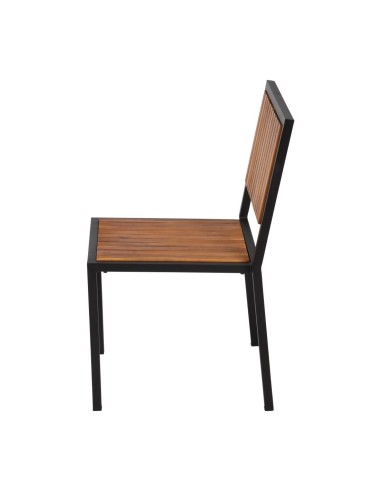 Chaises acier et acacia Bolero - lot de 4