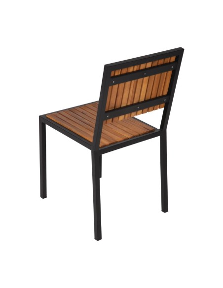 Chaises acier et acacia Bolero - lot de 4