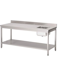 Table du chef Gastro M avec bac et dosseret - 880x2000x700 mm