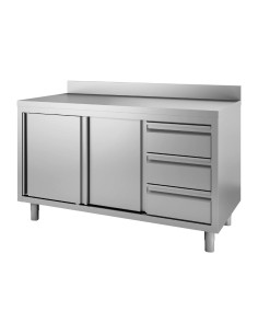 Table armoire inox Gastro M 850x1400x700 mm - 3 tiroirs