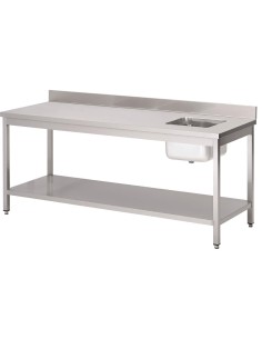 Table du chef Gastro M avec bac et dosseret - 880x1200x700 mm