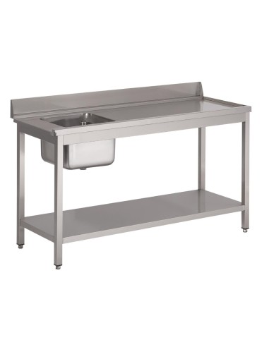 Table d'entrée lave-vaisselle inox Gastro M 850x1000x700 mm