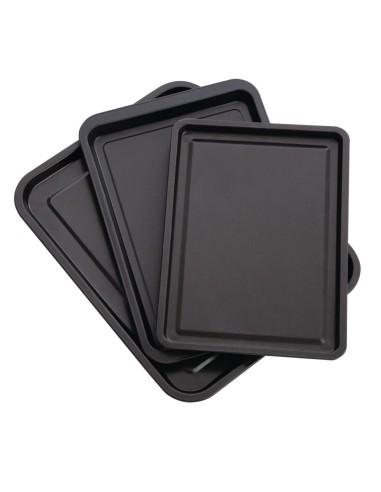 Lot de 3 plaques de cuisson antiadhésives Nisbets Essentials