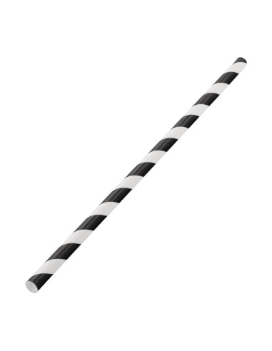 Pailles en papier rayées noires Utopia - Lot de 250