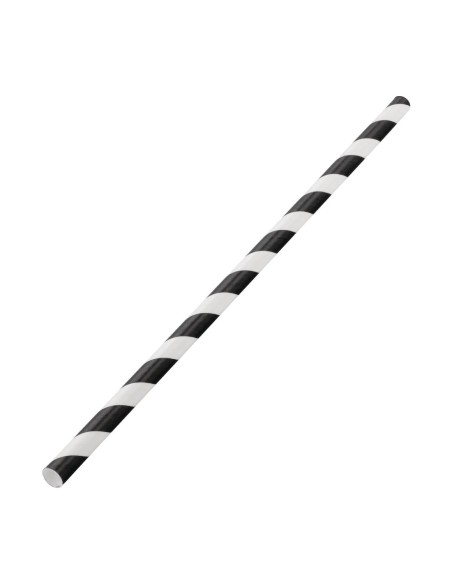 Pailles en papier rayées noires Utopia - Lot de 250
