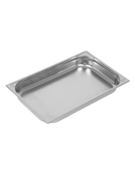 Bac inox 18/10 perforé GN 1/1 Vogue 65mm - 9L