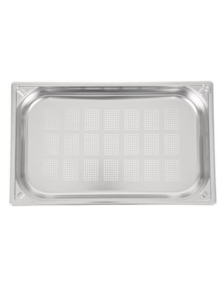 Bac inox 18/10 perforé GN 1/1 Vogue 65mm - 9L