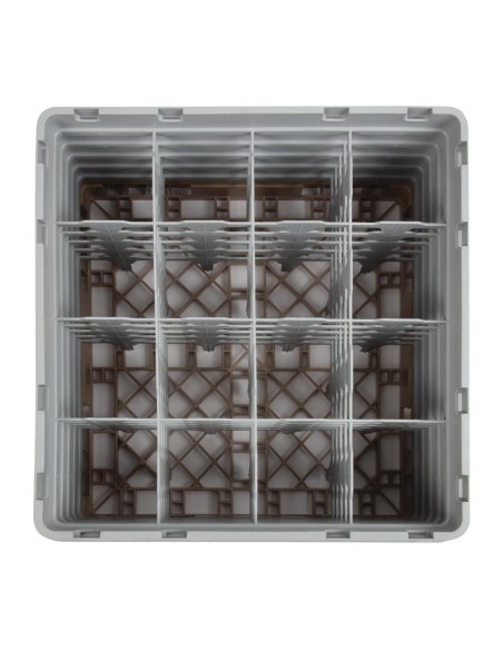 Casier à verres 16 compartiments Cambro beige - 257 mm