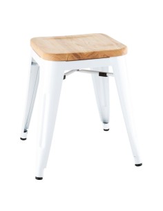 Tabourets bas Bolero Bistro 4 pcs - blanc, acier & frêne