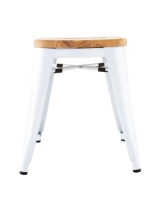 Tabourets bas Bolero Bistro 4 pcs - blanc, acier & frêne 2