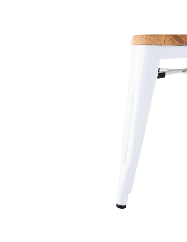 Tabourets bas Bolero Bistro 4 pcs - blanc, acier & frêne