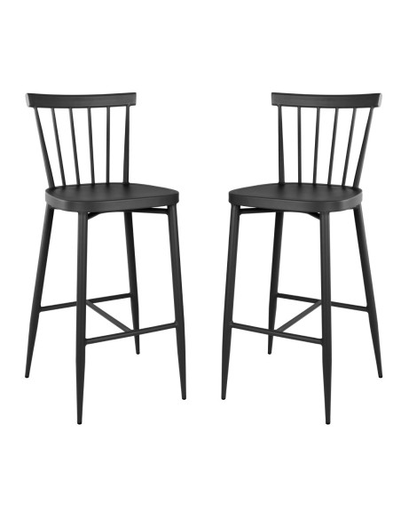 Tabourets hauts aluminium noir Bolero Windsor - lot de 2