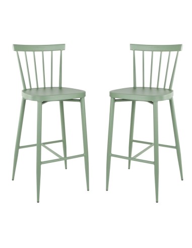 Tabourets hauts aluminium Bolero Windsor verts - lot de 2