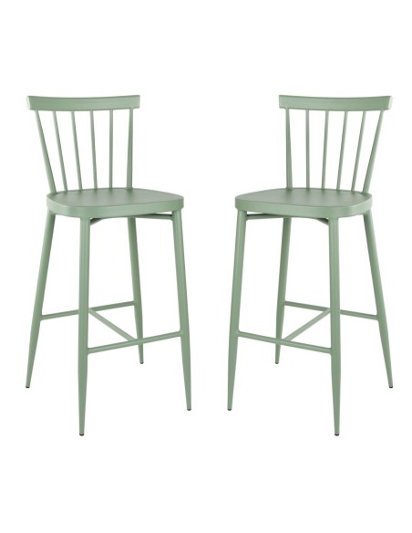 Tabourets hauts aluminium Bolero Windsor verts - lot de 2